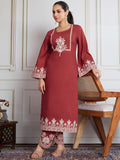 Embroidered A-Line Silk Blend Kurta Set